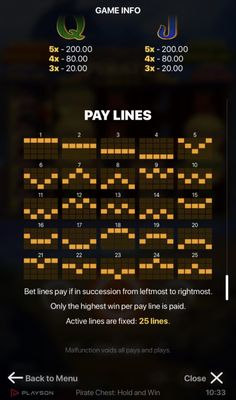 Paylines 1-25
