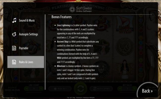 Bonus Feature Rules - Scatter and Wild Symbol Rules