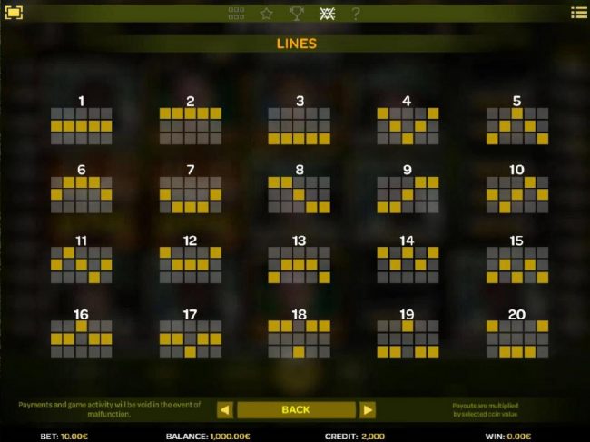 Payline Diagrams 1-20