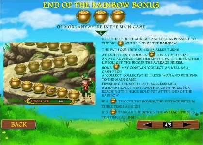 End of the Rainbow Bonus feature rules and how to play