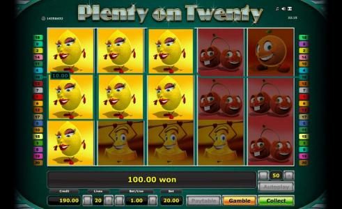 multiple winning paylines triggers 100.00 coin jackpot
