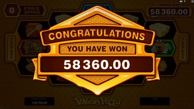 Free Spins feature pays out a total of 58,360.00
