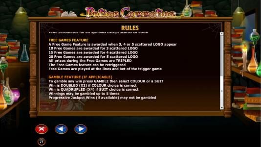 free games feature and gamble feature game rules