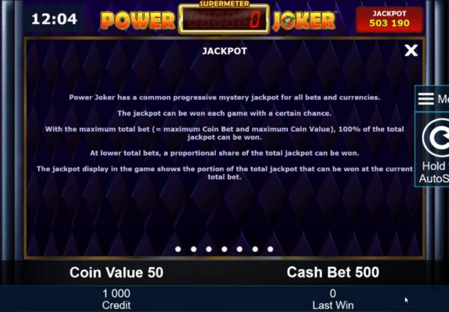 The game features a progressive jackpot that can be won each game with a certain chance.
