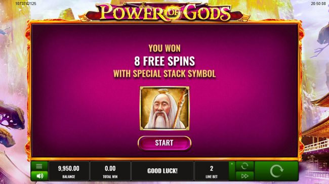 8 Free Spins Awarded