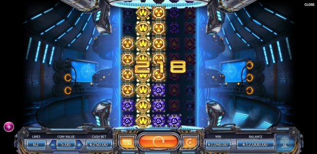 Multiple winning combinations triggers a 218 coin jackpot