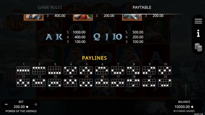 Paylines 1-20