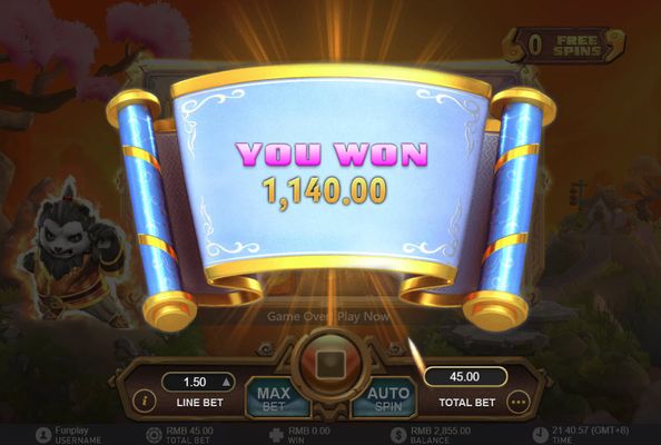 Total free spins payout