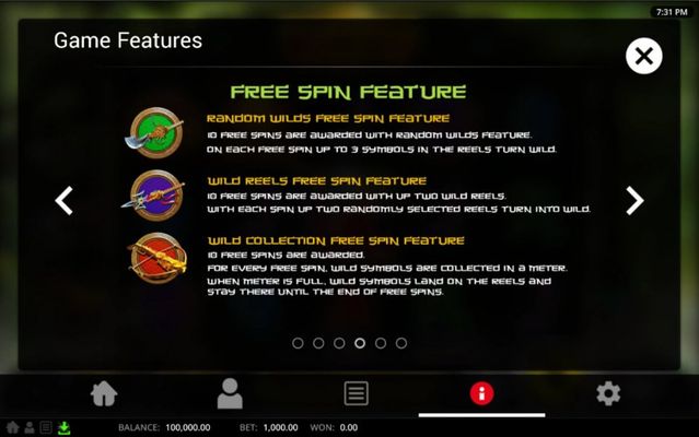 Panda Warrior :: Free Spin Feature Rules