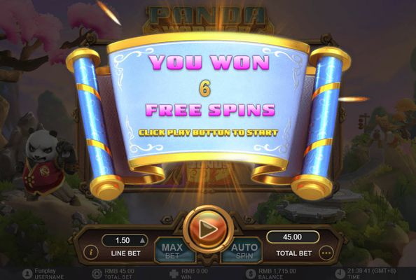 6 Free Spins Awarded