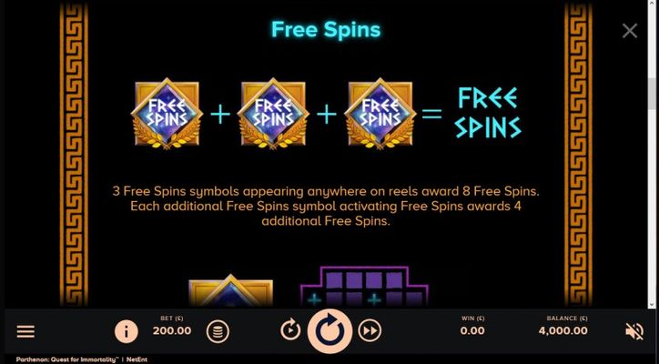 Parthenon Quest for Immortality :: Free Spin Feature Rules