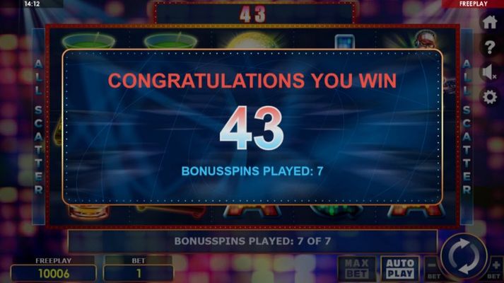 Total free spins payout