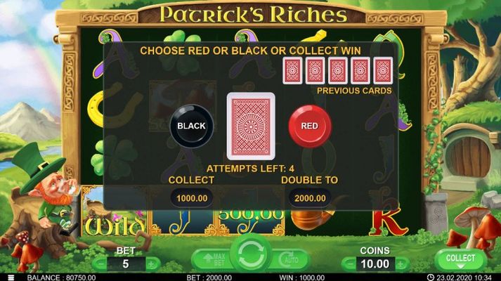 Patrick's Riches :: Black or Red Gamble Feature
