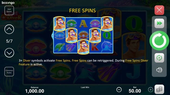 Pearl Diver :: Free Spin Feature Rules