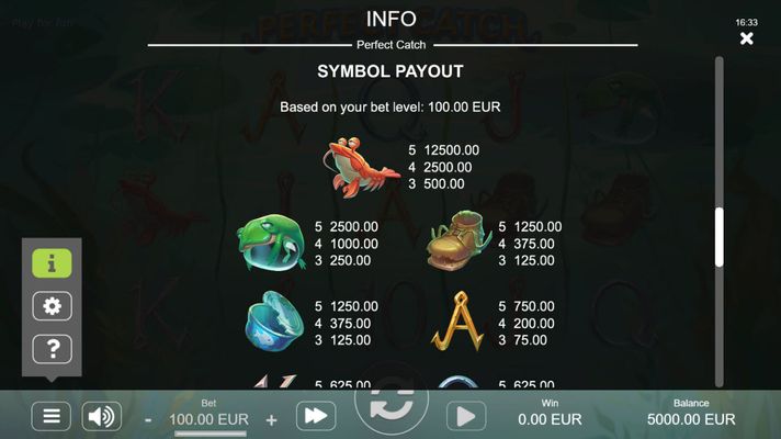 Perfect Catch :: Paytable - High Value Symbols