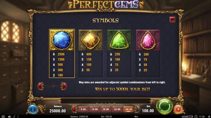 Perfect Gems :: Paytable - High Value Symbols