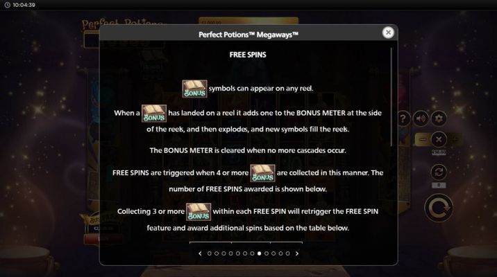 Perfect Potions Megaways :: Free Spin Feature Rules
