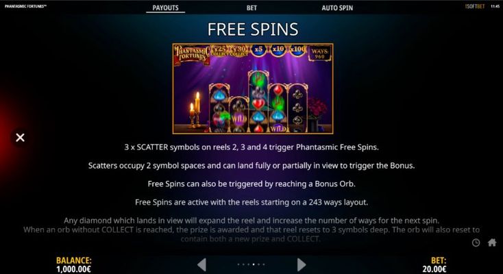 Phantasmic Fortunes :: Free Spin Feature Rules