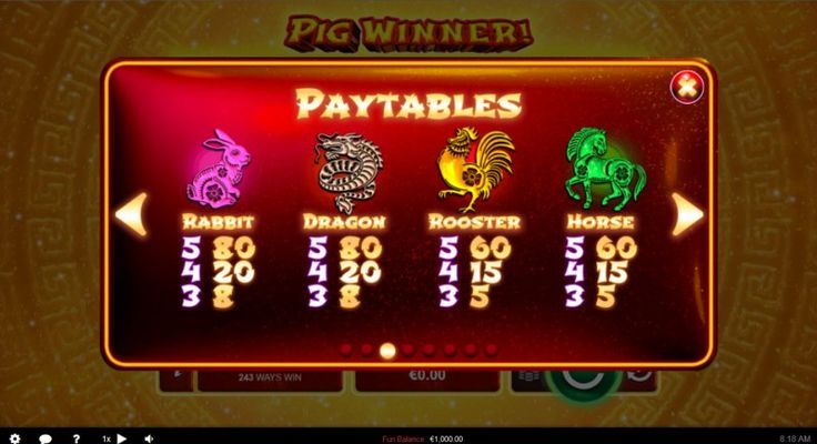Pig Winner :: Paytable - Low Value Symbols