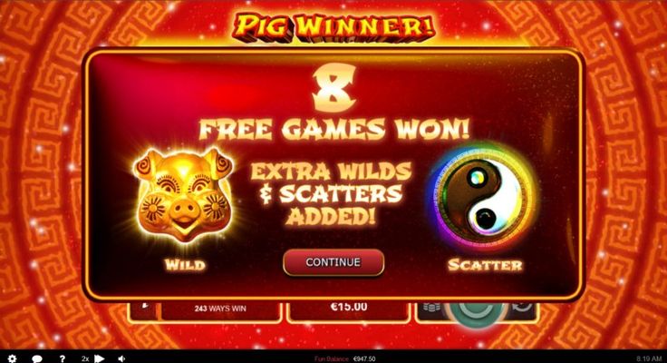 8 free spins awarded