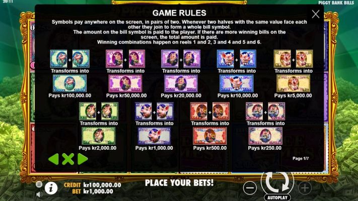 Paytable