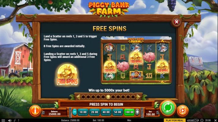 Piggy Bank Farm :: Free Spin Feature Rules