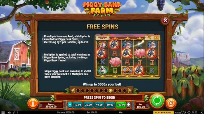 Piggy Bank Farm :: Free Spin Feature Rules
