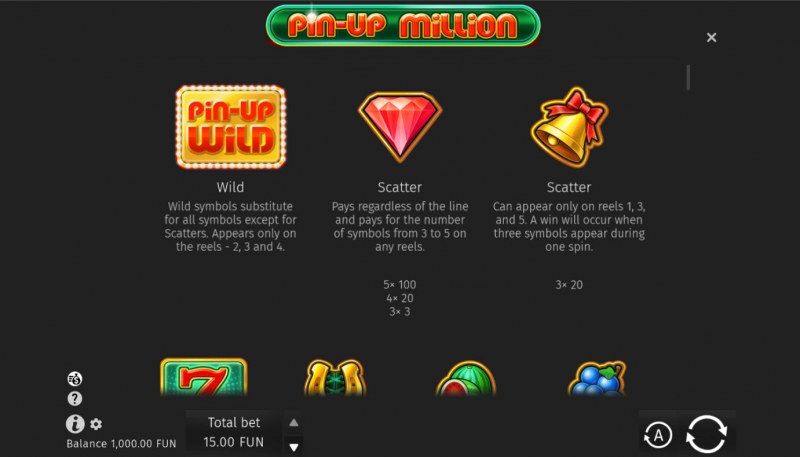 Pin-Up Million :: Wild and Scatter Rules