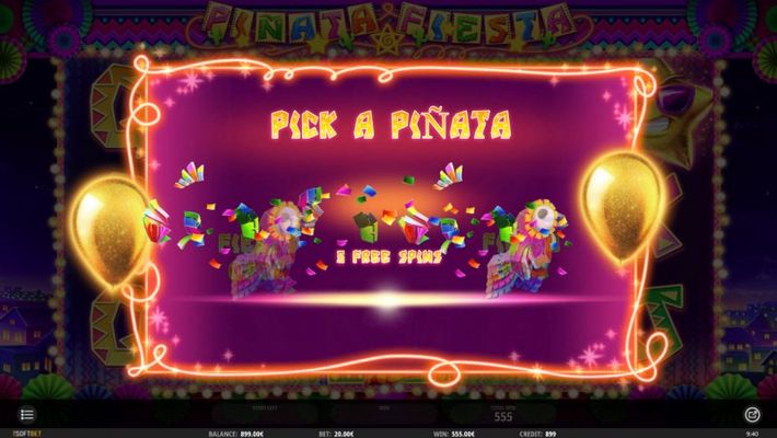 Pick a pinata at the end of the free spins feature for a chance to win extra free spins