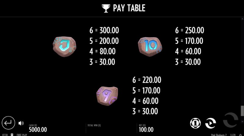 Paytable - Low Value Symbols