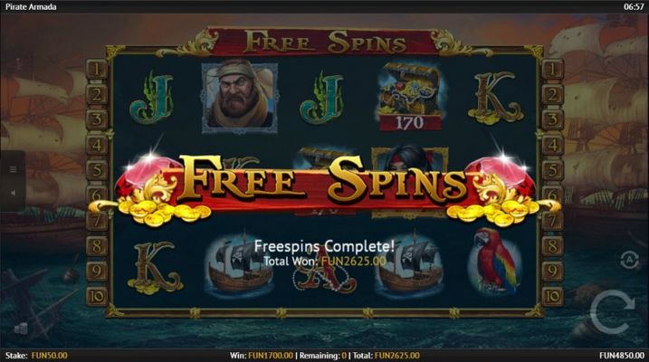 Pirate Armada :: Total Free Spins Payout