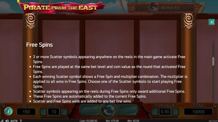 Pirate from the East :: Free Spins Rules