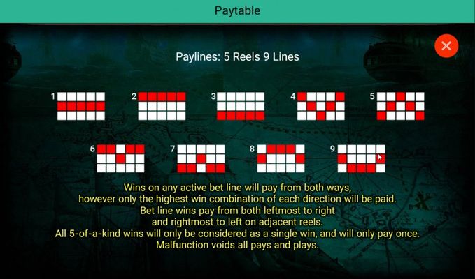 Paylines 1-9