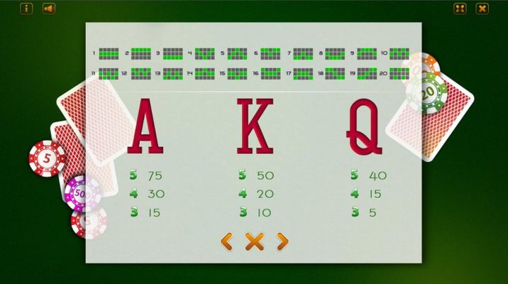 Paytable - Low Value Symbols