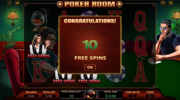 10 free spins awarded