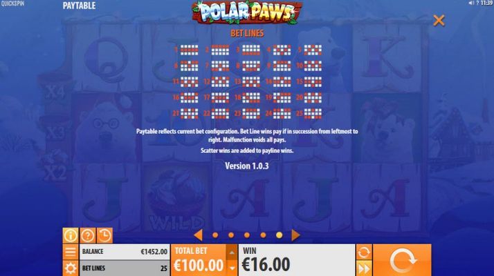 Polar Paws :: Paylines 1-25