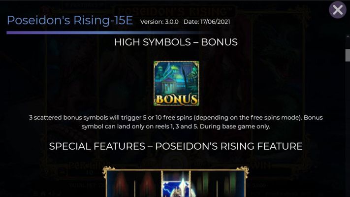 Poseidon's Rising 15 Lines :: Scatter Symbol Rules