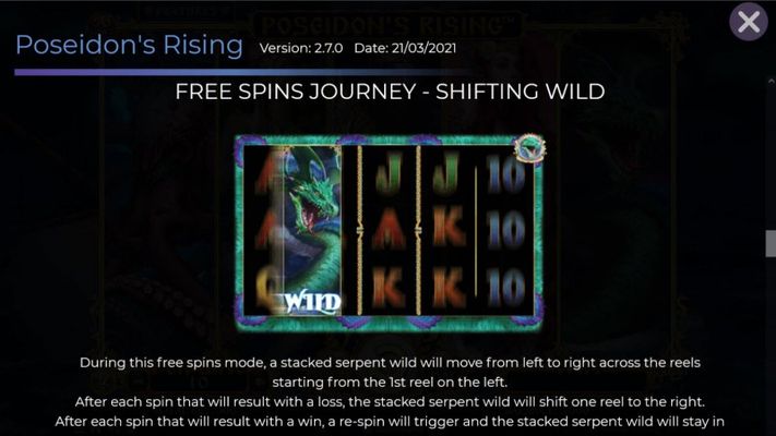Poseidon's Rising :: Free Spin Feature - Shifting Wild