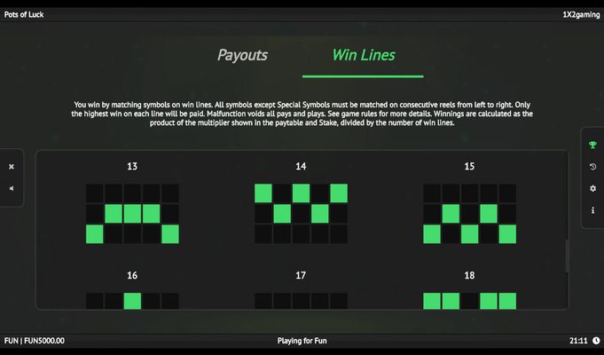 Paylines 13-15