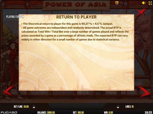 Power of Asia :: Theoretical Return To Player (RTP)
