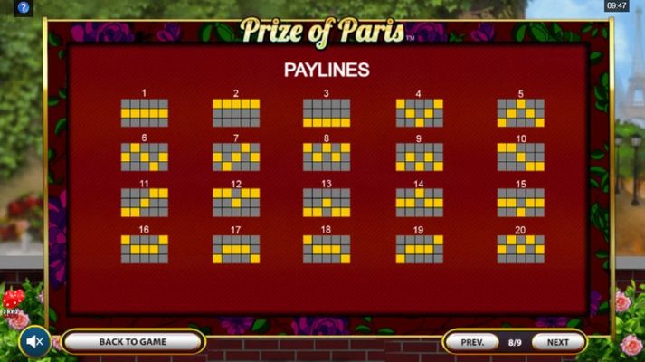 Prize of Paris :: Paylines 1-20