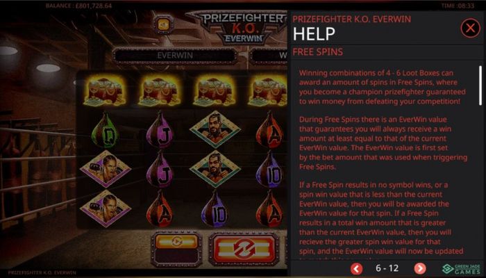 Prizefighter K.O. :: Free Spin Feature Rules