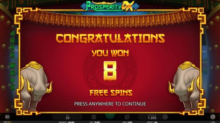 8 Free Spins Awarded