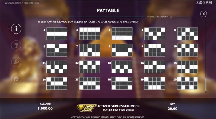 Paylines 1-20