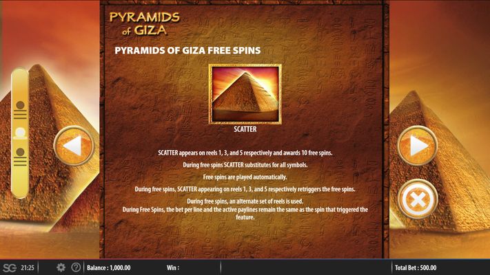 Pyramids of Giza :: Free Spins Rules
