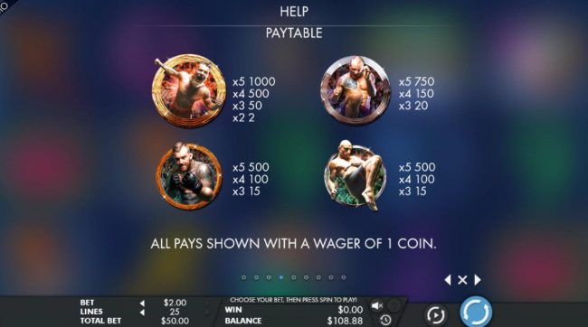 High value slot game symbols paytable