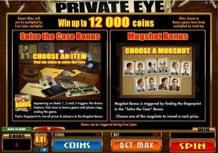 Solve the Case Bonus and Mugshot Bonus Feature Rules