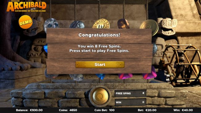 8 Free Spins Awarded