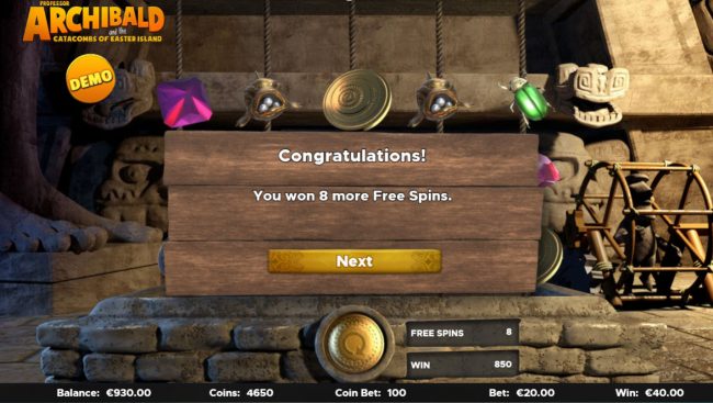 An additional 8 free spins awarded