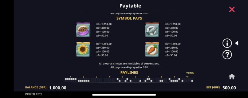 Low Value Symbols Paytable